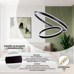 Lámpara Colgante Led con 3 Niveles de Brillo Cosmos Doble Aro Negro