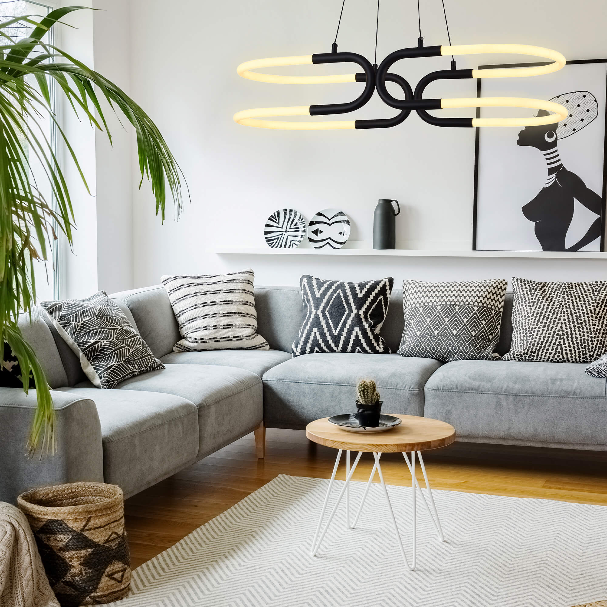 Candil Lámpara STRIP 3 Cambios de Luz y Altura Regulable  Color Negro