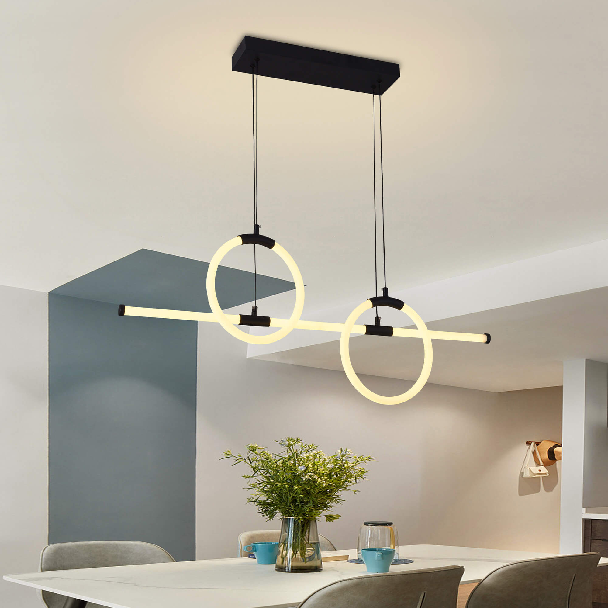 Candil Lámpara GENESIS 3 Cambios de Luz y Altura Regulable  Color Negro